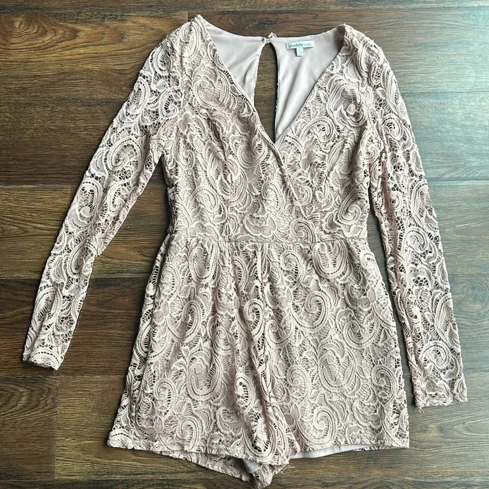 Charlotte Russe Lace Romper Pink | Charlotte Russe Romper | Long Sleeve Romper